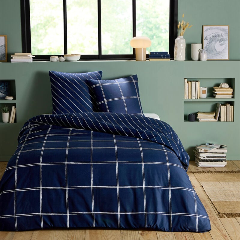 Parure de lit 3 pièces Adulte 2 personnes en microfibre Set de Housse de couette 260x240cm +2 Taies d'oreiller 63x63 cm avec Fermeture Boutons