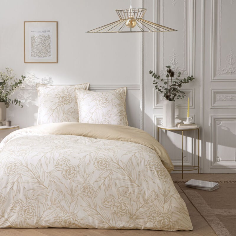 Future Home - Parure de lit 3 pièces Adulte 2 personnes en satin de coton réversible Set de Housse de couette 260x240cm +2 Taies d'oreiller 63x63 cm