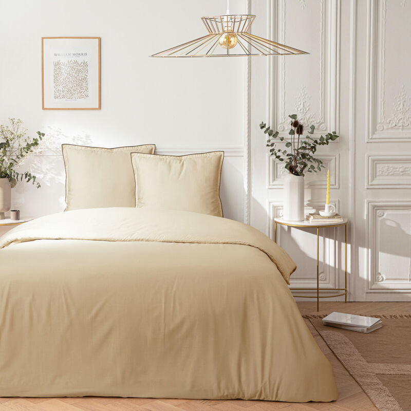 Future Home - Parure de lit 3 pièces Adulte 2 personnes en satin de coton unie Set de Housse de couette 260x240cm +2 Taies d'oreiller 63x63 cm avec