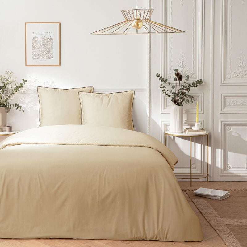 Future Home - Parure de lit 3 pièces Adulte 2 personnes en satin de coton unie Set de Housse de couette 240x220cm +2 Taies d'oreiller 63x63 cm avec