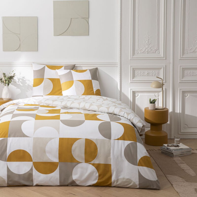 Future Home - Parure de lit 3 pièces Adulte 2 personnes imprimé géométrique réversible Set de Housse de couette 240x220cm +2 Taies d'oreiller 63x63
