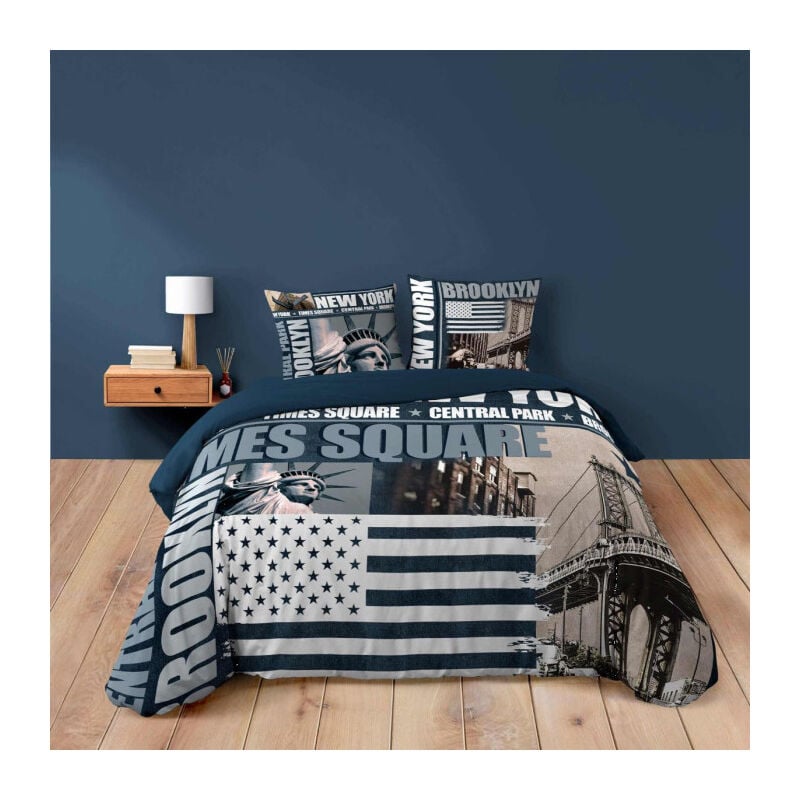 Paris Prix - Parure de Lit 3 Pièces 'Brooklyn' 240x220cm Bleu