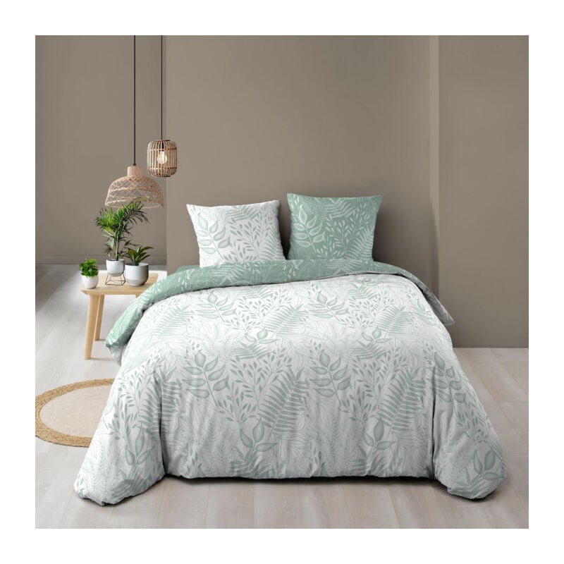 Paris Prix - Parure de Lit 3 Pièces 'Cassia' 240x220cm Sauge