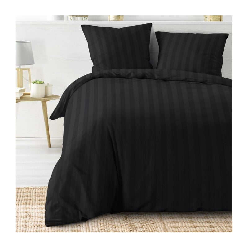 Paris Prix - Parure de Lit 3 Pièces 'Cleo' 240x220cm Noir