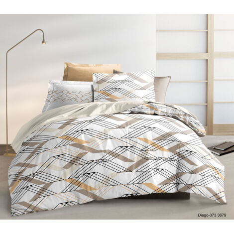 Parure de Lit 3 Pièces - Housse de Couette + 2 Taies d'Oreillers - Diego - 240 x 220 cm