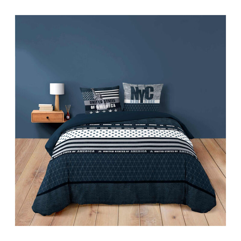 Parure de Lit 3 Pièces 'States' 200x200cm Bleu