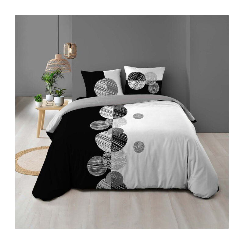 Paris Prix - Parure de Lit 3 Pièces 'Stormi' 260x240cm Noir