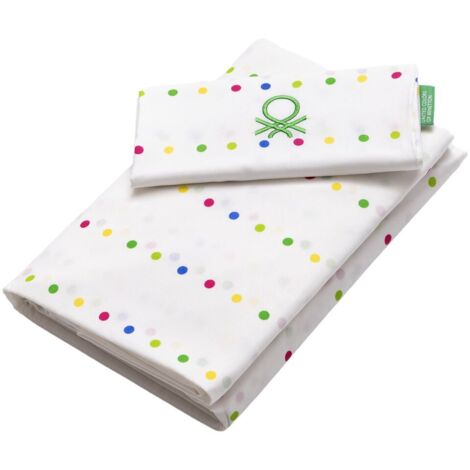 PARURE DE LIT 4PC (DRAP HOUSSE 160X200+30CM + DRAP DE DESSUS 240X240CM + TAIES D'OREILLER 45X90CM (X2)) RAINBOW BENETTON 70% COTON + 30% POLYESTER