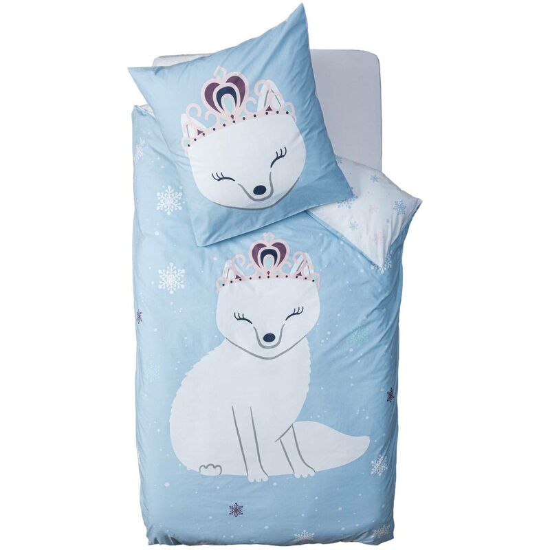 Parure de lit Hiver en coton 140x200cm bleu Atmosphera créateur d'intérieur