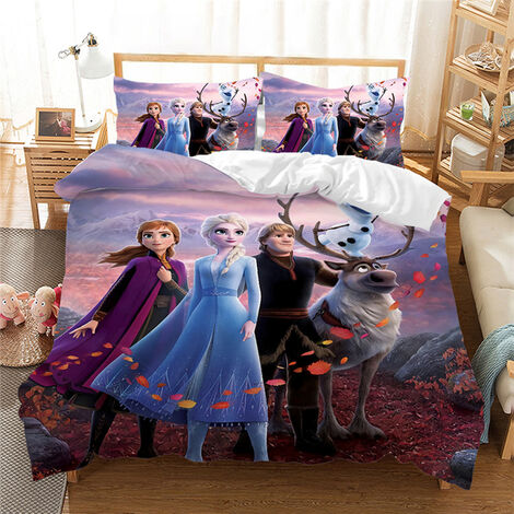 Parure de lit Anna, Elsa, reine des neiges, ensemble de literie pour enfants, housse de couette, cadeau de nol, livraison directe,3,US-King