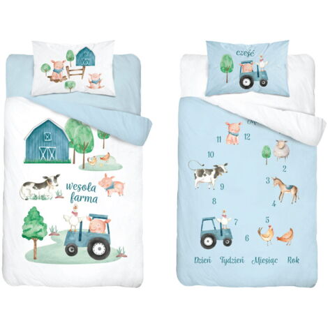 Parure de lit bébé 100x135 Tracteur Ferme COTON