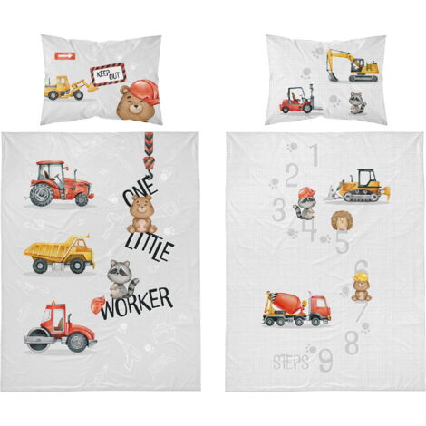 Parure de lit bébé 90x120 Excavator Construction COTON