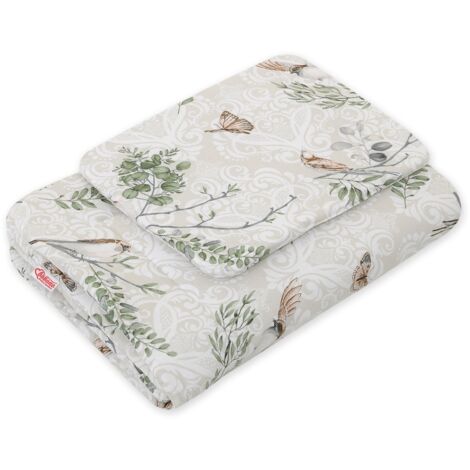 Parure de lit bébé avec garnissage, 2 pièces, 75x100cm NOUVEAU-NÉ - Oiseaux marron