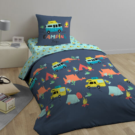 Parure De Lit Spiderman Enfant 140x200cm - 100% Coton OEKO-TEX - Housse Couette + Taie - Bleu