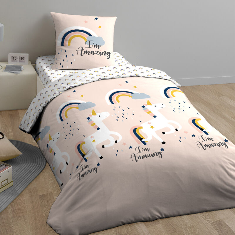 Parure de lit celeste coton issu de l'agriculture biologique 140x200 cm