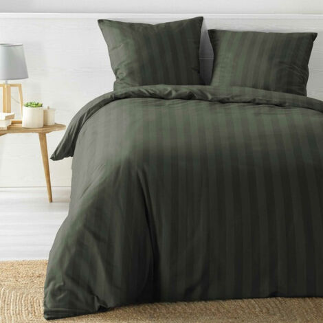Parure de Lit - Cléo UNI Housse de Couette 240 x 220 cm + Taies d'Oreiller - Kaki