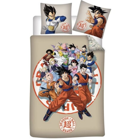 AYMAX Dragon Ball Z - Housse de Couette Goku - Parure de lit Coton Bio - Beige