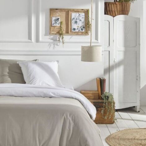 Parure de lit coton uni Beige 140x200 cm -