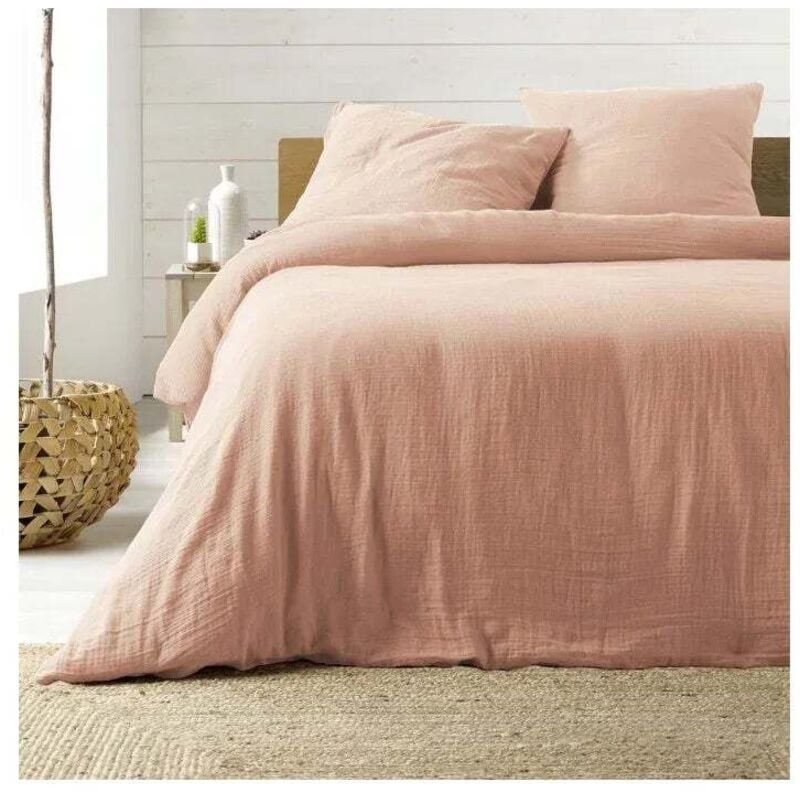 Parure de lit en Gaze de Coton 240x260cm - Rose.