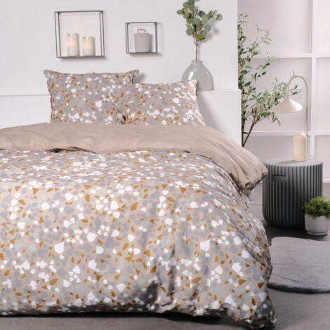 Parure de lit double réversible "Sunshine" en coton à motifs divers - Vieux rose - 240 x 260 cm - Livraison gratuite