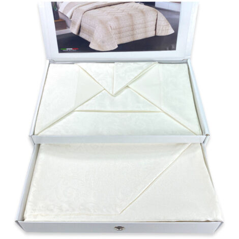 Parure de lit double skinny complète, draps en pur coton et couvre-lit double d'été en jacquard, fabriquée en Italie