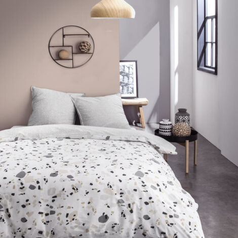 Parure de lit double "Sunny" - Blanc - l 220 x L 240 cm - Livraison gratuite