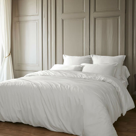 Parure de lit en bambou uni 240x220 blanc