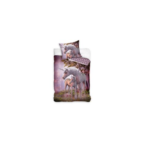 Parure de lit en coton 140x200 Licorne Licorne