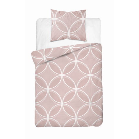 Parure de lit en coton 140x200 motif mosaïque géométrique rose