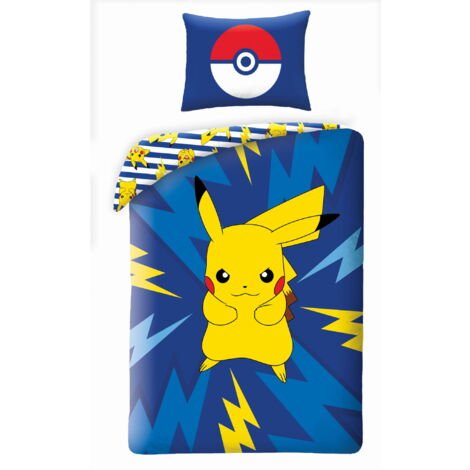 Parure de lit en coton 140x200 Pokémon Pikachu
