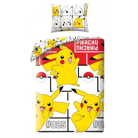 Parure de lit en coton 140x200 Pokémon Pikachu
