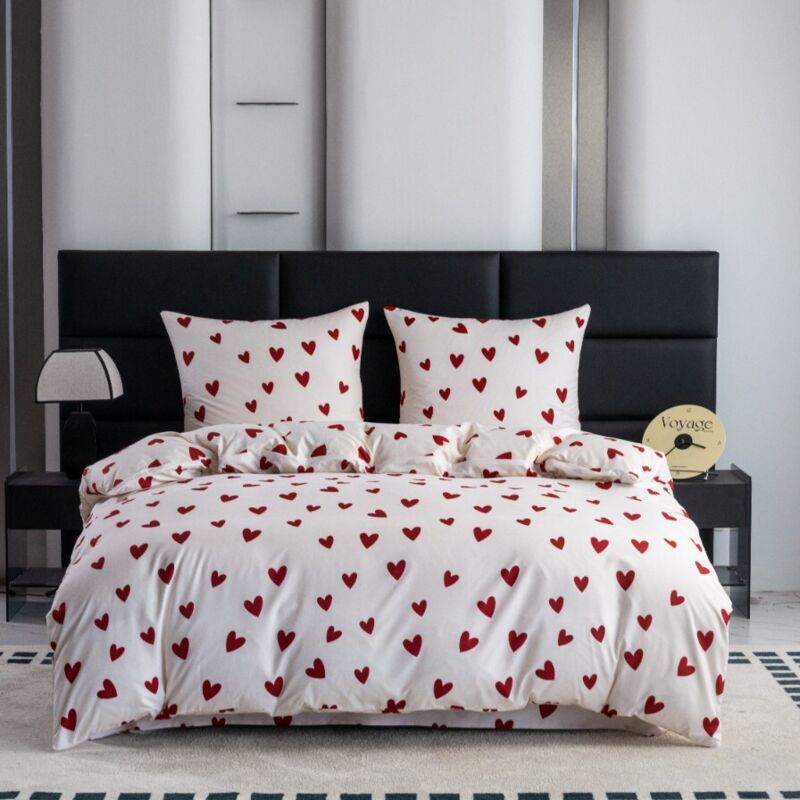 Parure de lit en coton 160x200 cœurs