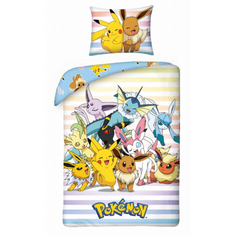 Parure de lit en coton 160x200 Pokémon Original Pikachu