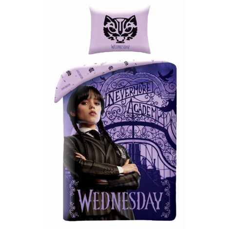 Parure de lit en coton 160x200 Wednesday Addams HIT La Famille Addams