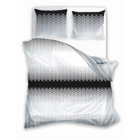 Parure de lit en coton 220x200 Glamour Ornament Blanc Noir