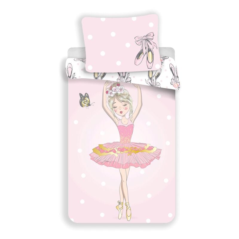 Parure de lit en coton "Ballerine" - Rose - 140 x 200 cm - Livraison gratuite