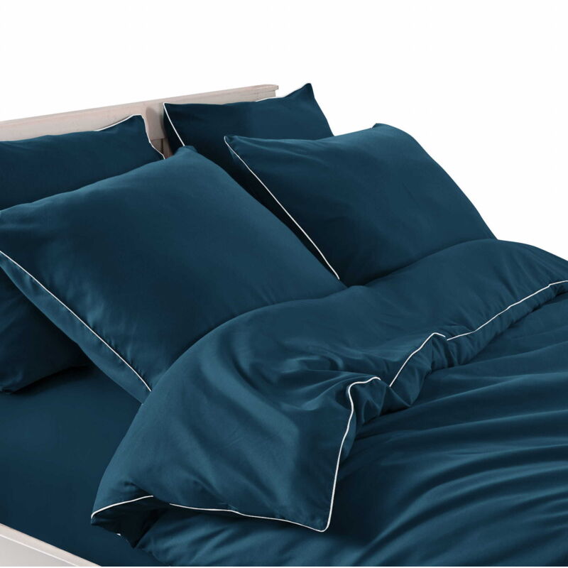 PARURE DE LIT EN COTON BASIC 160x200 MARINE