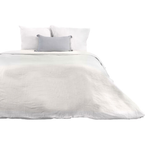 Parure de lit en double gaze de coton Blanc 240x220 cm