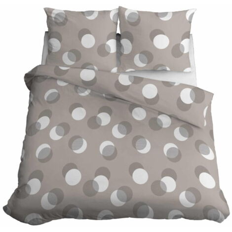 Parure de lit en satin 160x200 pois beige