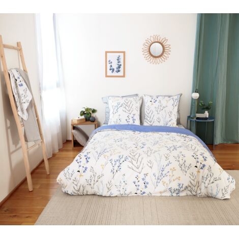 Parure de lit en satin de coton esprit printanier Blanc 240x220 cm