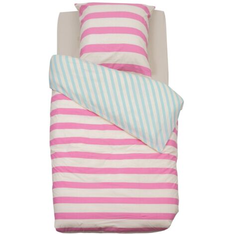 Parure de lit enfant 100% coton réversible à rayures