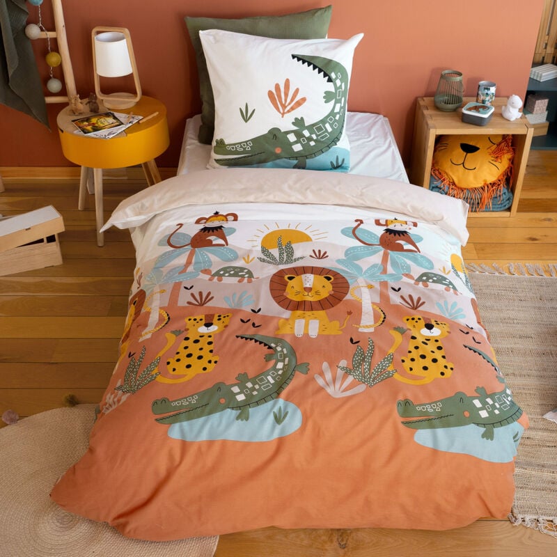 Parure de lit enfant SAVANE coton BCI MIG Taie 63x63 cm 140x200 cm