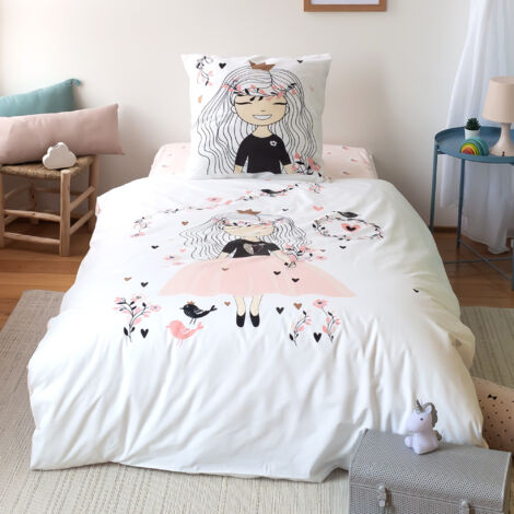 Parure de lit enfant Princesse Coton, 140x200 cm