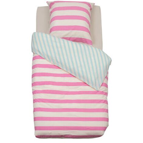 Parure de lit enfant réversible rayures Violet 140x 200 Atmosphera For Kids