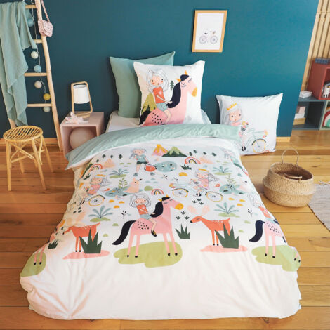 Parure de lit enfant TESS RANDO coton BCI MIG Taie 63x63 cm 140x200 cm