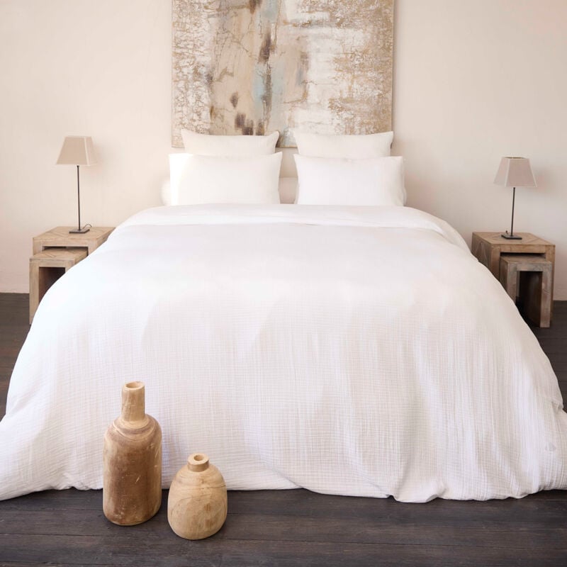 Parure de lit gaze de coton CASSIS Taie 65x65 cm 260x240 cm