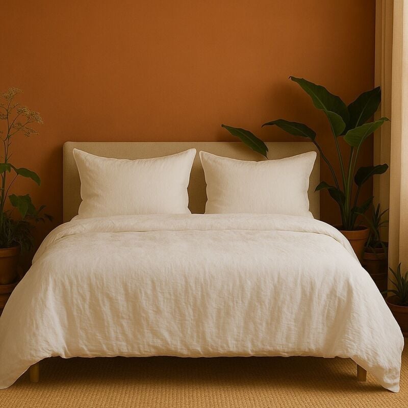 Promo Linge - Parure de lit en Gaze de Coton 240x260cm - 260x240cm - Blanc.