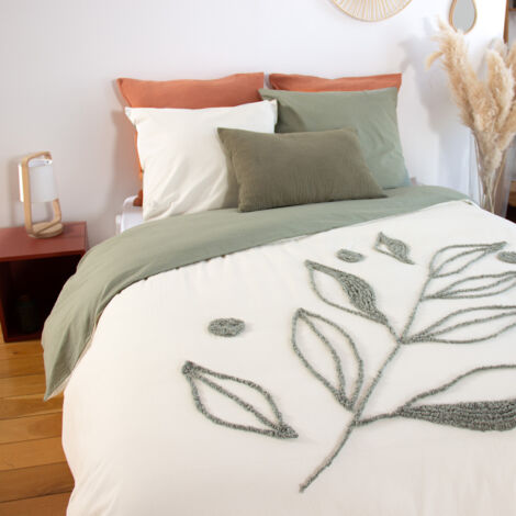 Parure de lit HERBIER coton lavé Taie 63x63 cm 260x240 cm