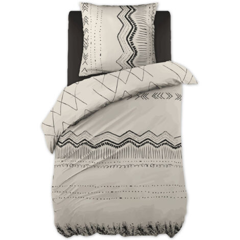 Parure de lit (housse de couette + 1 taie d'oreiller) 140x200 berbere Blanc