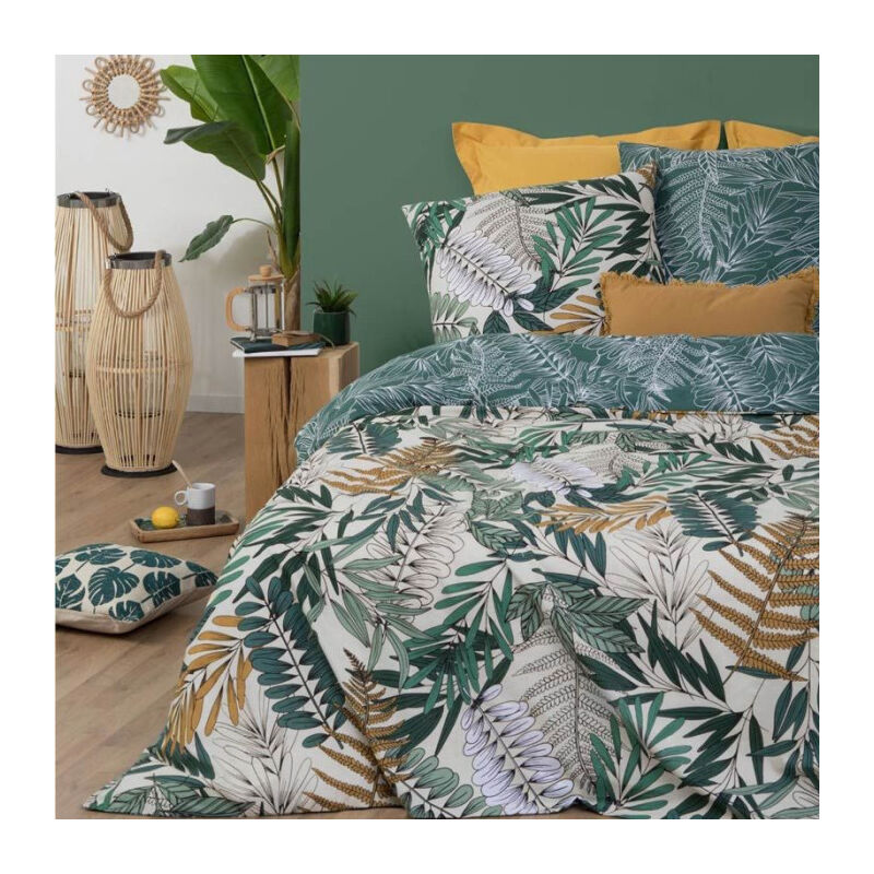 Parure de Lit Imprimée 'Tropik' 240x220cm Vert